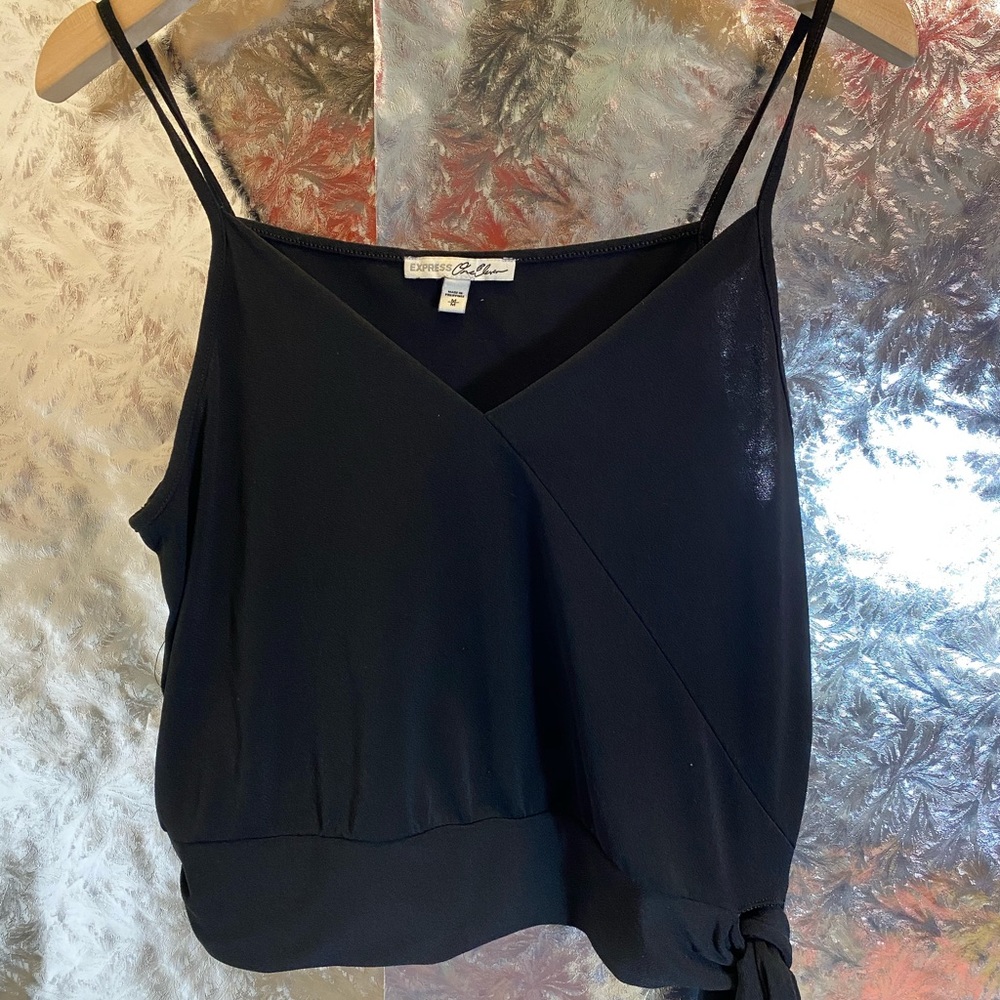 Express Black V-neck wrap/tie Tank Top - M